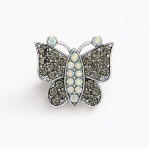 ⚜️ Elegant Silver Butterfly Brooch with Crystal Accents